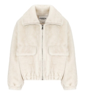 ESSENTIEL ANTWERP GENZ WHITE FAUX FUR BOMBER JACKET