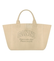 GANNI BEIGE CANVAS MAXI BAG