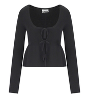GANNI BLACK CARDIGAN WITH LACES