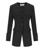 GANNI BLACK SINGLE-BREASTED BLAZER WITH POCKETS