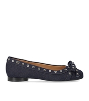 GANNI BLUE DENIM BALLET FLAT SHOE WITH BOWS