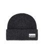 GANNI DARK GREY RIBBED BEANIE