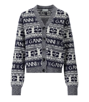 GANNI GRAPHIC BLUE CARDIGAN