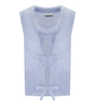 GANNI HEATHER BLUE SLEEVELESS CARDIGAN WITH BOWS