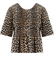 GANNI SMOCK BLOUSE LEOPARD PRINT
