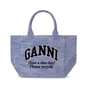 GANNI WASHED BLUE SMALL SHOPPING BAG