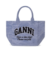 GANNI WASHED BLUE SMALL SHOPPING BAG
