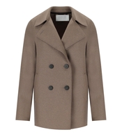 HARRIS WHARF LONDON TAUPE DOUBLE-BREASTED CABAN 