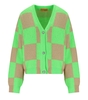 STINE GOYA AMARA GREEN AND BEIGE CHECKERED CARDIGAN