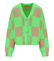 STINE GOYA AMARA GREEN AND BEIGE CHECKERED CARDIGAN