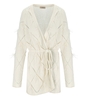 TWINSET OFF-WHITE CARDIGAN WITH FEATHERS