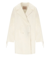 TWINSET OFF-WHITE FRINGED COAT