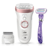 Epilatore Silk-épil 9 SensoSmart 9/870 Rosa Bianco 40 pinzette