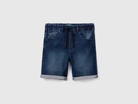 Benetton,  Bermuda In Denim Elasticizzato,  size XL,  Blu Scuro,  Bambini