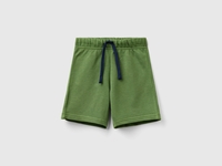 Benetton,  Bermuda In Felpa 100% Cotone Bio,  size 82,  Verde Militare,  Bambini