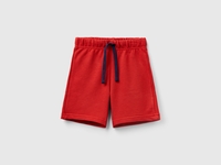 Benetton,  Bermuda In Felpa 100% Cotone Bio,  size 90,  Rosso Mattone,  Bambini