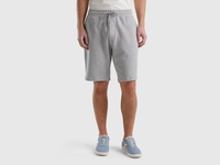 Benetton,  Bermuda In Felpa 100% Cotone,  size XXL,  Grigio Chiaro,  Uomo