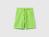 Benetton,  Bermuda In Felpa Di Puro Cotone,  size L,  Verde Chiaro,  Bambini
