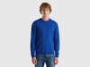 Benetton,  Maglia Girocollo Blu Notte In Pura Lana Merino,  size L,  Blu Scuro,  Uomo