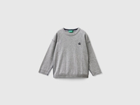 Benetton,  Maglia Girocollo Con Ricamo,  size 104,  Grigio Chiaro,  Bambini