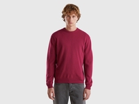 Benetton,  Maglia Girocollo Prugna In Pura Lana Merino,  size M,  Prugna,  Uomo