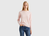 Benetton,  Maglia Girocollo Rosa Pastello In Lana Merino,  size L,  Rosa Pastello,  Donna