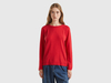 Benetton,  Maglia Girocollo Rossa In Misto Lana E Cashmere,  size L,  Rosso,  Donna