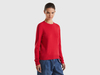 Benetton,  Maglia Girocollo Rosso Prugna In Pura Lana Merino,  size L,  Rosso,  Donna