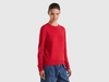 Benetton,  Maglia Girocollo Rosso Prugna In Pura Lana Merino,  size S,  Rosso,  Donna