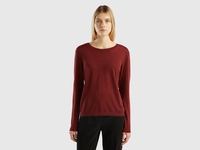 Benetton,  Maglia In Misto Viscosa Con Lurex,  size XS,  Bordeaux,  Donna