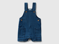 Benetton,  Salopette Corta Effetto Denim,  size 56,  Blu,  Bambini