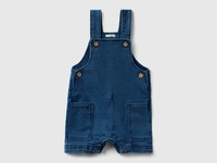 Benetton,  Salopette Corta Effetto Denim,  size 82,  Blu,  Bambini