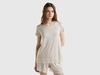 Benetton,  T-shirt Fluida A Manica Corta Con Pizzo,  size XS,  Beige,  Donna