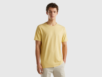 Benetton,  T-shirt Giallo Pastello In Cotone Fiammato,  size XXXL,  Giallo,  Uomo