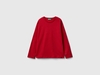 Benetton,  T-shirt Girocollo 100% Cotone Bio,  size L,  Rosso,  Bambini