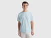 Benetton,  T-shirt Girocollo 100% Cotone Bio,  size L,  Verde Acqua,  Uomo