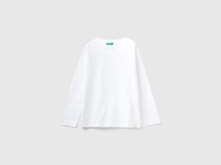 Benetton,  T-shirt Girocollo 100% Cotone Bio,  size M,  Bianco,  Bambini