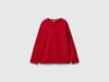 Benetton,  T-shirt Girocollo 100% Cotone Bio,  size M,  Rosso,  Bambini