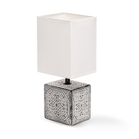 Abat jour Neha lampada da tavolo E14 grigia e bianca