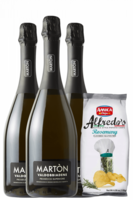 3 Bottiglie Valdobbiadene Prosecco Superiore DOCG Extra Dry Martòn + Amica Chips Rosmarino Alfredo