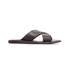 Dark brown leather slide sandal - UK 6US 7EU 40