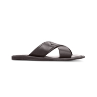 Dark brown leather slide sandal - UK 6US 7EU 40