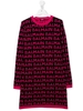 Abitio Corto Kids Nero Con Logo Fucsia All-Over