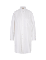 Abito Chemisier Corto Bianco Con Logo di Strass