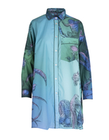 Abito Chemisier Corto Blu Stampato Donna