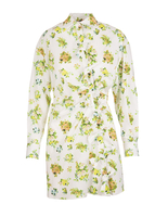 Abito Chemisier Corto Donna Bianco Con Stampa "Micro Bouquet"