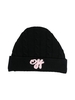 Beanie Kids In Lana a Trecce Nera Con Ricamo Off