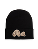 Beanie Nero Donna Con Patch Bear