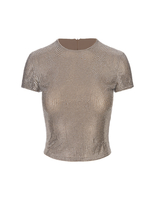 Beige Short-Sleeved Top With Crystals