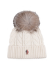 Berretto Bianco Donna Con Pompon Di Volpe